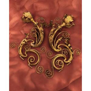 Coppia Di Antichi Torcieri Da Parete - Italia XVIII Secolo 